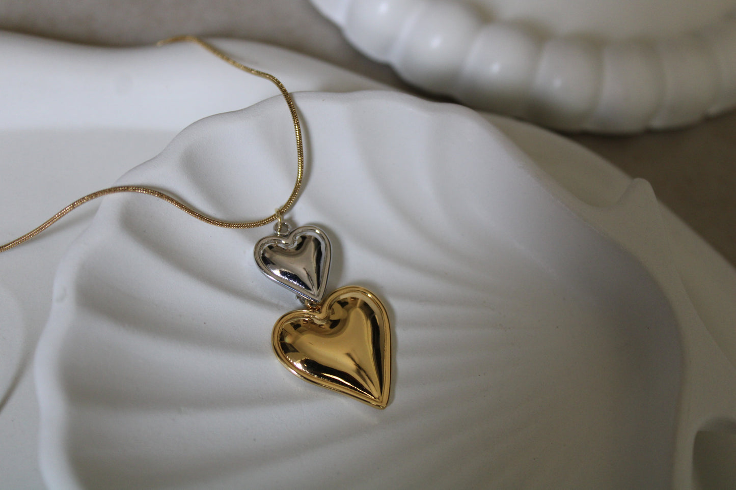 Gilver Hearts Stainless Steel Necklace
