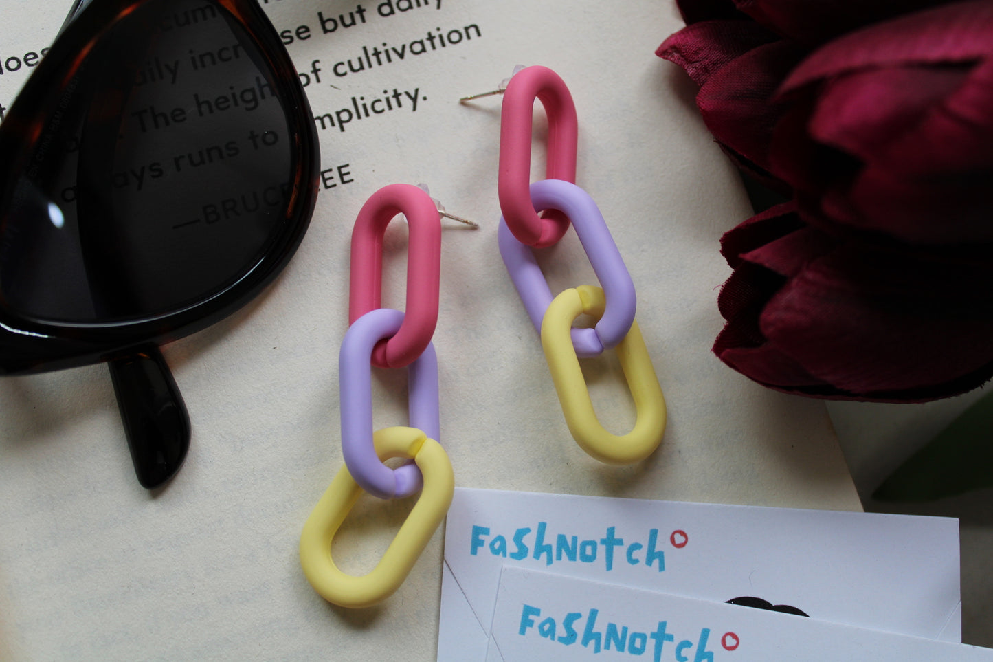 Acrylic Multi Color Link Earrings