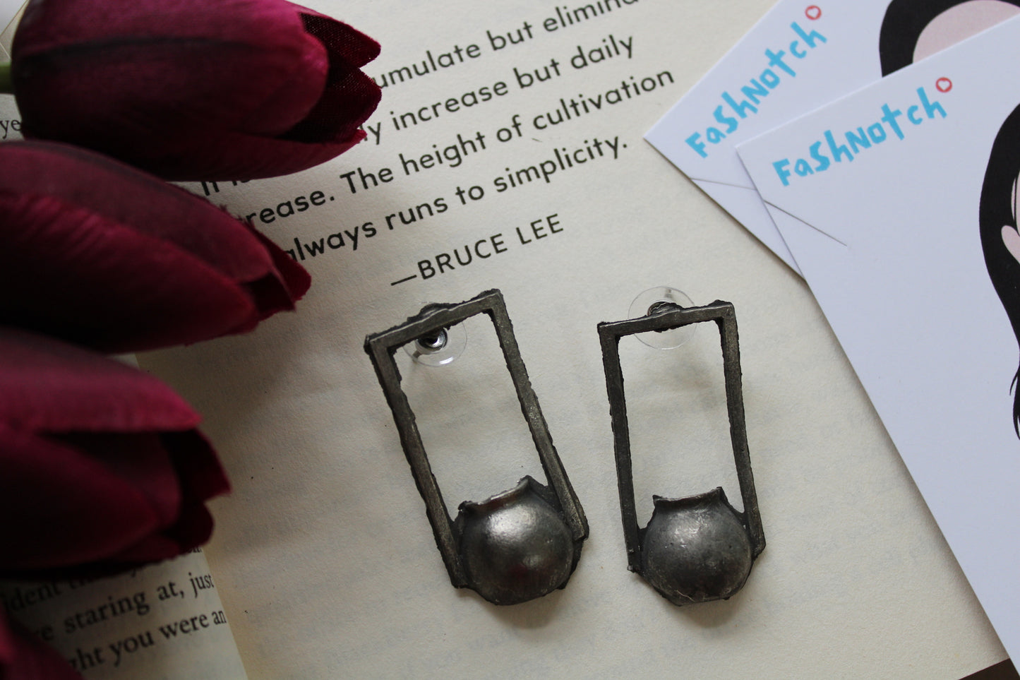 Oxidised Black Polish Earrings