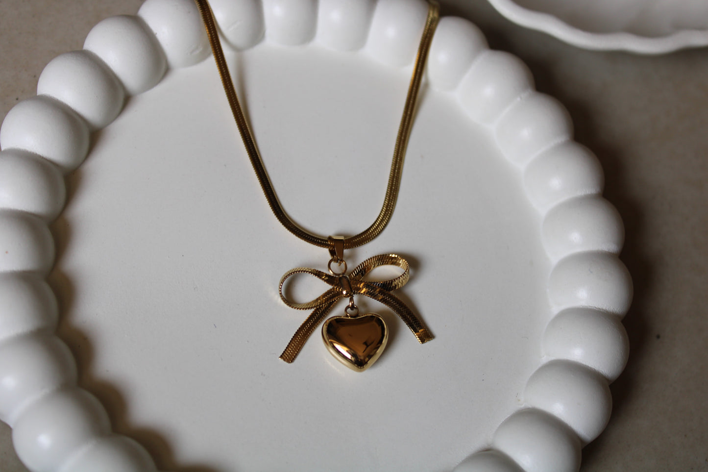 Bow Heart Stainless Steel Necklace