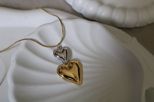 Gilver Hearts Stainless Steel Necklace