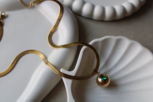 Emerald Stainless Steel Necklace