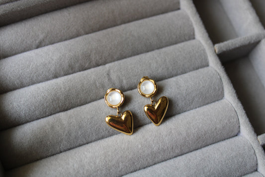 Pearl Amour Stainless Steel Earrings