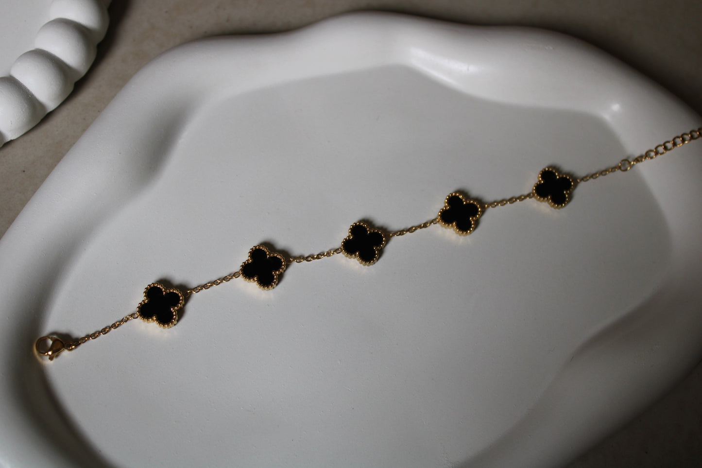 B/W Reversible Clover Stainless Steel Bracelet