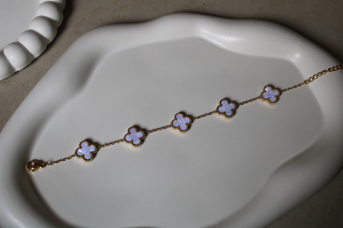 B/W Reversible Clover Stainless Steel Bracelet
