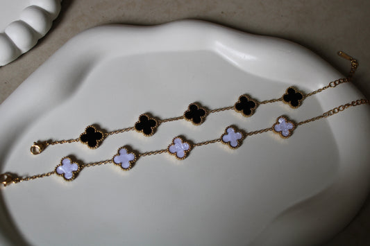 B/W Reversible Clover Stainless Steel Bracelet
