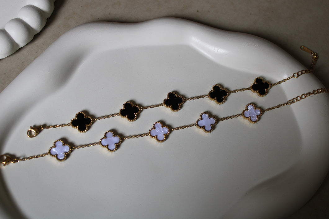B/W Reversible Clover Stainless Steel Bracelet