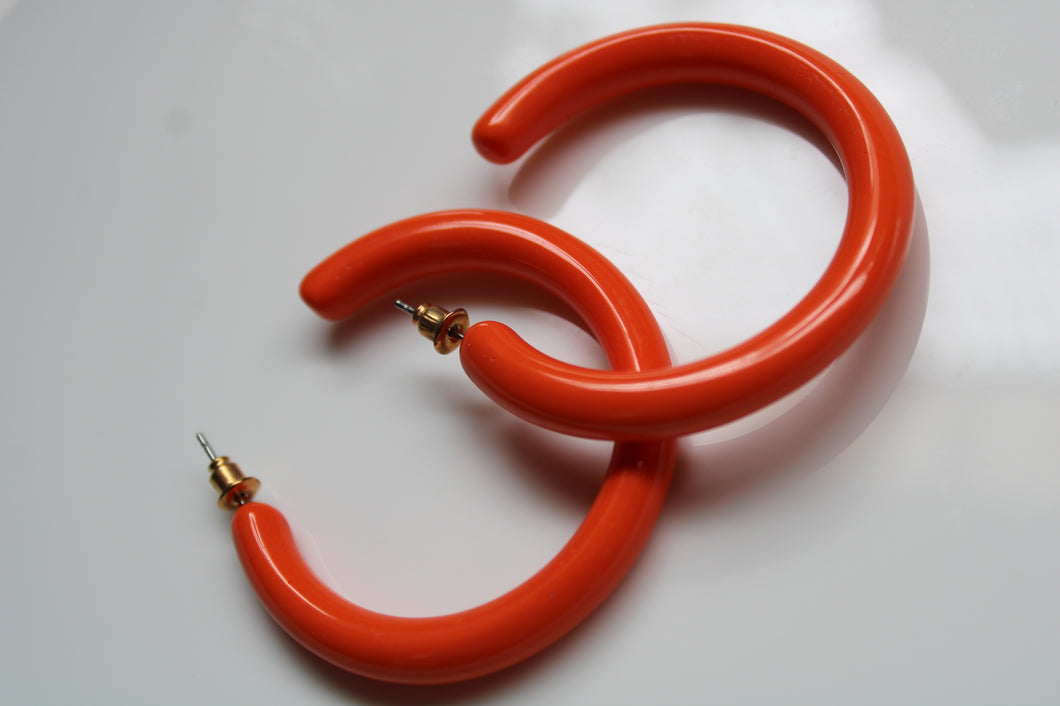 Orange Hoops Earrings