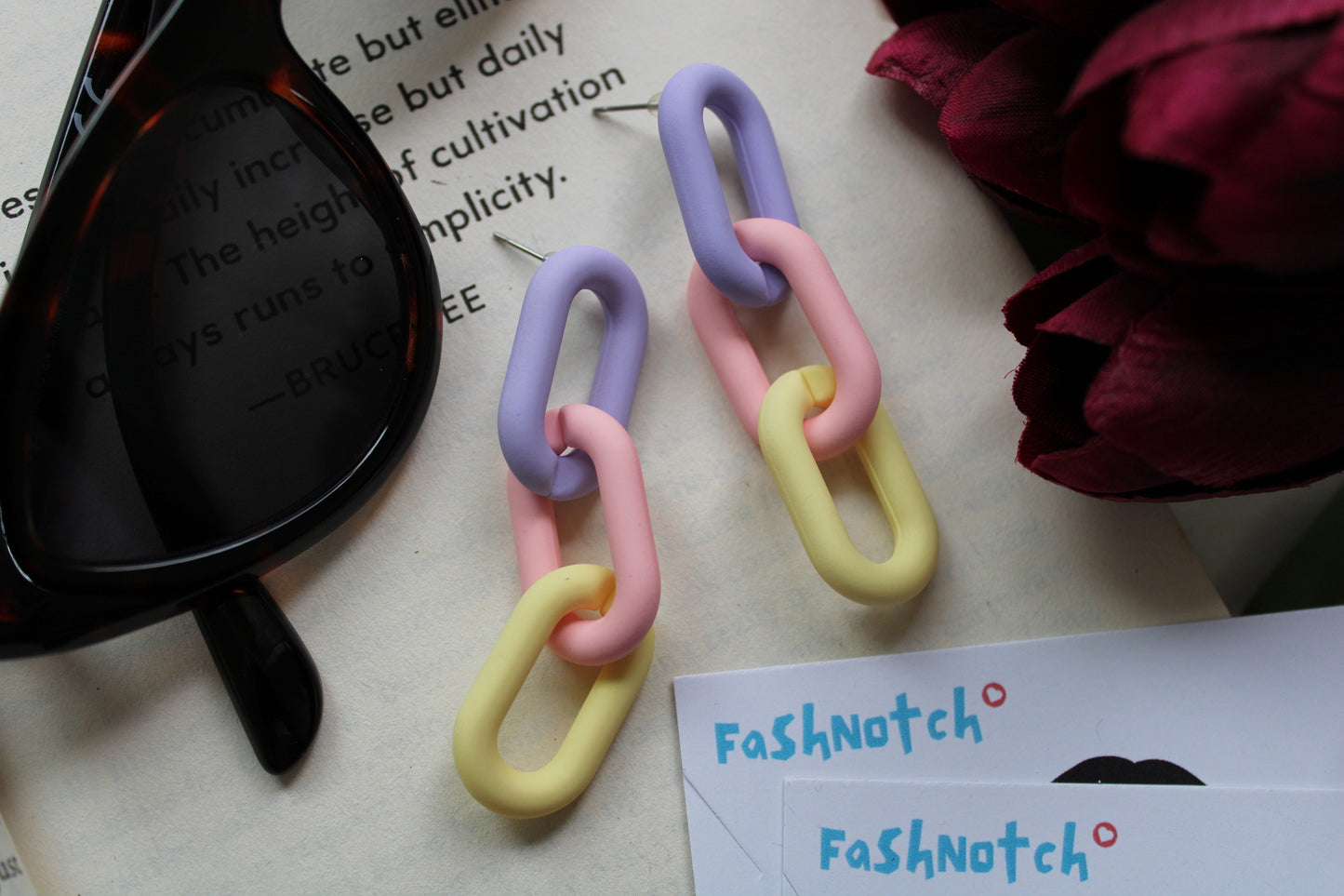 Acrylic Multi Color Link Earrings