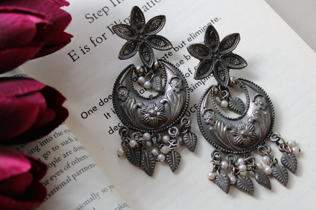 Oxidised Black Polish Statement Festive Earrings